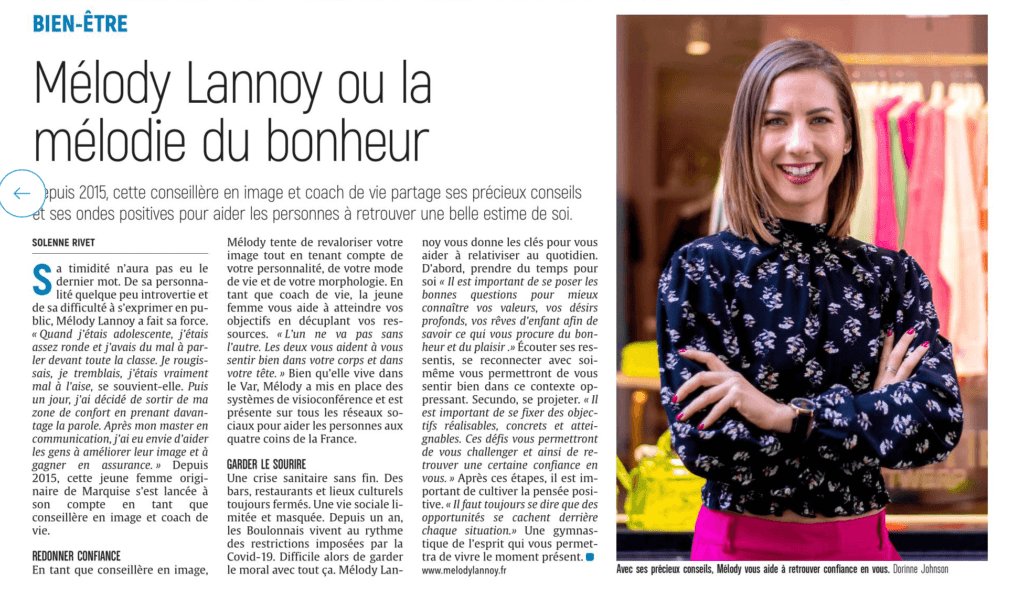 Mélody Lannoy ou la mélodie du bonheur 2 Mélody Lannoy - coach en confiance en soi à Boulogne-Sur-Mer